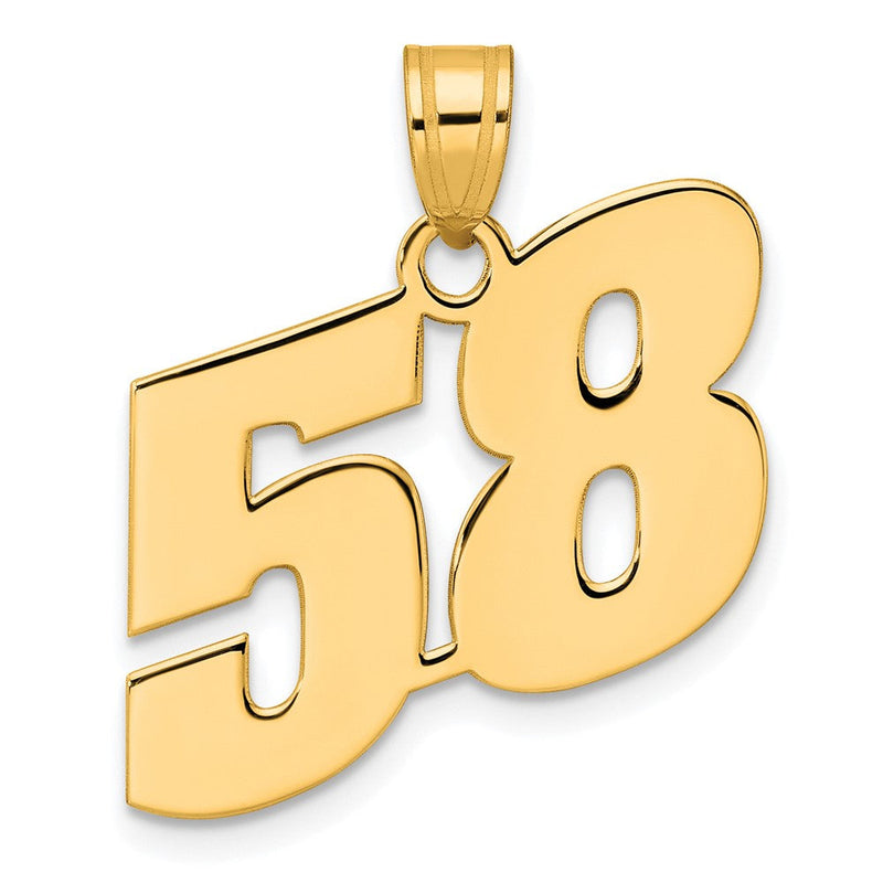 14K Gelbgold Polierter Block-Anhänger Nummer 58