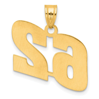 14K Gelbgold Polierter Block-Anhänger Nummer 62