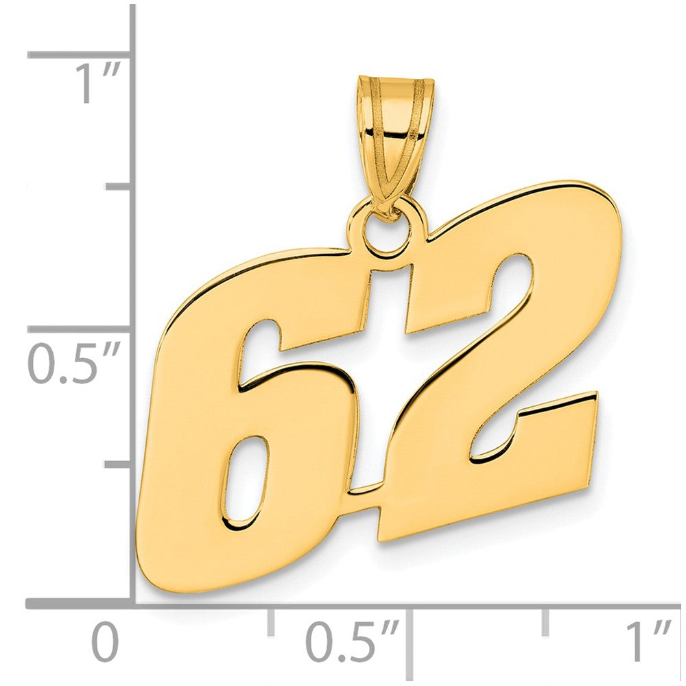 14K Gelbgold Polierter Block-Anhänger Nummer 62