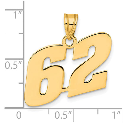 14K Gelbgold Polierter Block-Anhänger Nummer 62