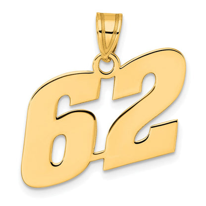14K Gelbgold Polierter Block-Anhänger Nummer 62