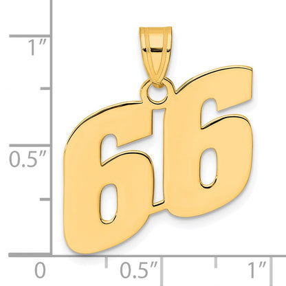 14K Gelbgold polierter Anhänger mit Blocknummer 66