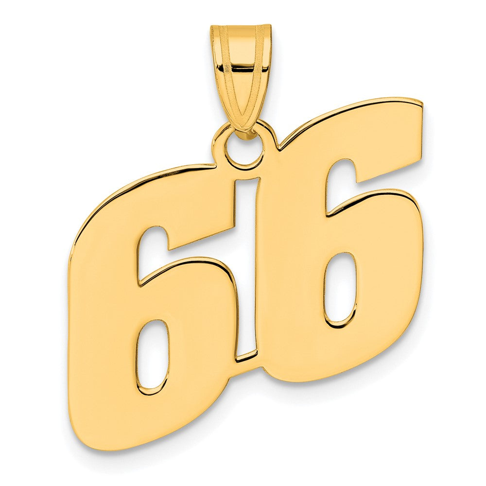 14K Gelbgold polierter Anhänger mit Blocknummer 66