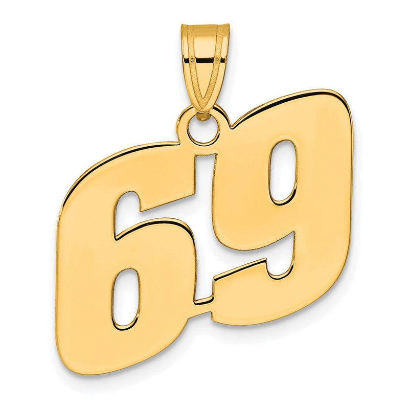 14K Gelbgold Polierter Blockzahl-Anhänger „69