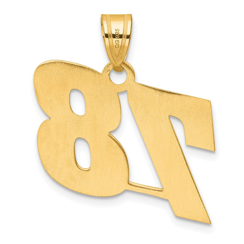 14K Gelbgold polierter Anhänger Blockzahl „78“