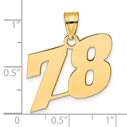 14K Gelbgold polierter Anhänger Blockzahl „78“