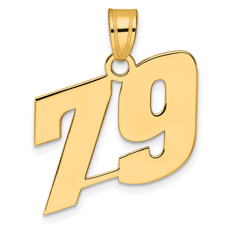 14K Gelbgold Anhänger mit poliertem Blockzahl-Motiv „79“
