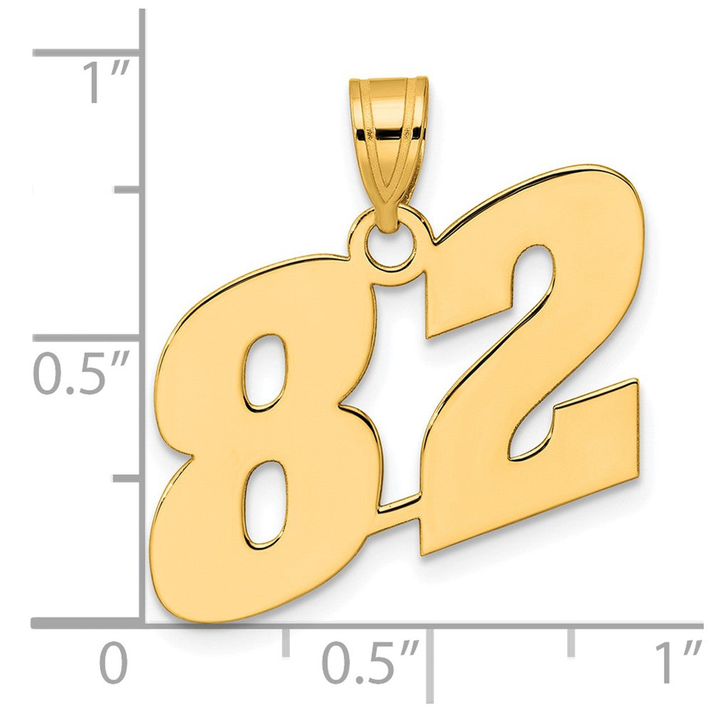14K Gelbgold Polierter Anhänger mit Blockzahl 82