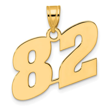 14K Gelbgold Polierter Anhänger mit Blockzahl 82