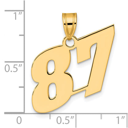 14K Gelbgold Poliert Block-Zahl 87 Anhänger