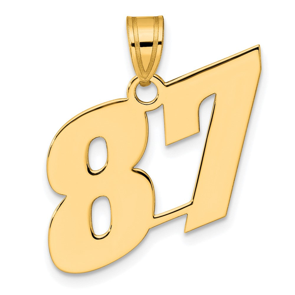 14K Gelbgold Poliert Block-Zahl 87 Anhänger
