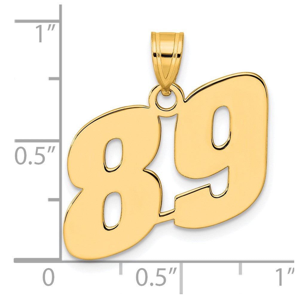 14K Gelbgold Polierter Anhänger mit Blocknummer 89