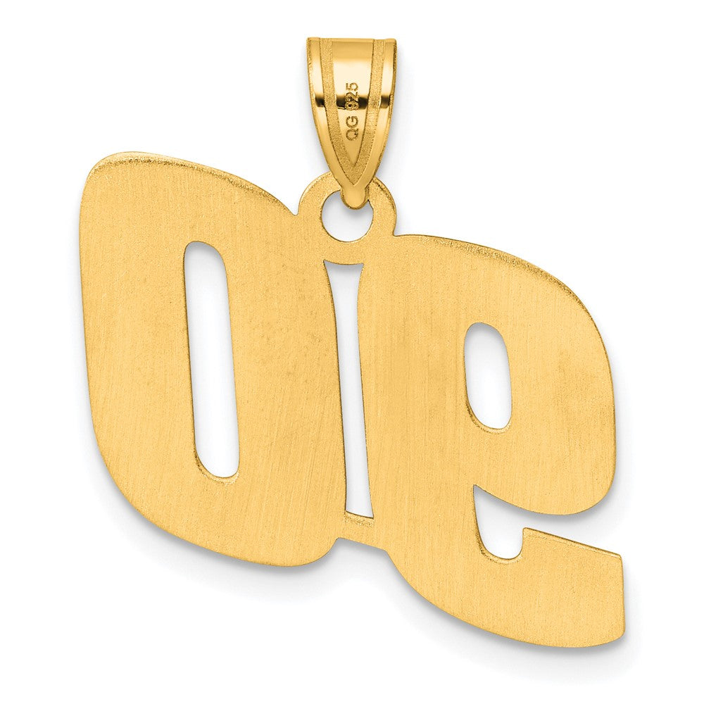 14K Gelbgold polierter Zahlenanhänger „90" (Block-Design)