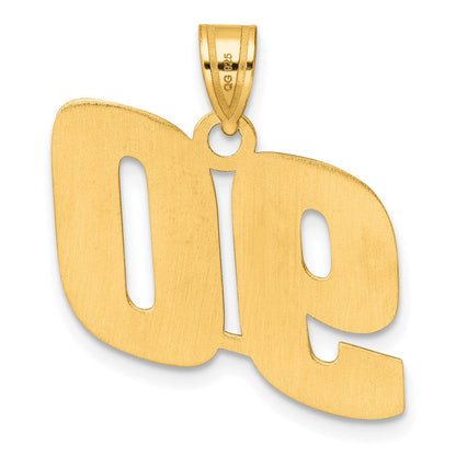 14K Gelbgold polierter Zahlenanhänger „90" (Block-Design)