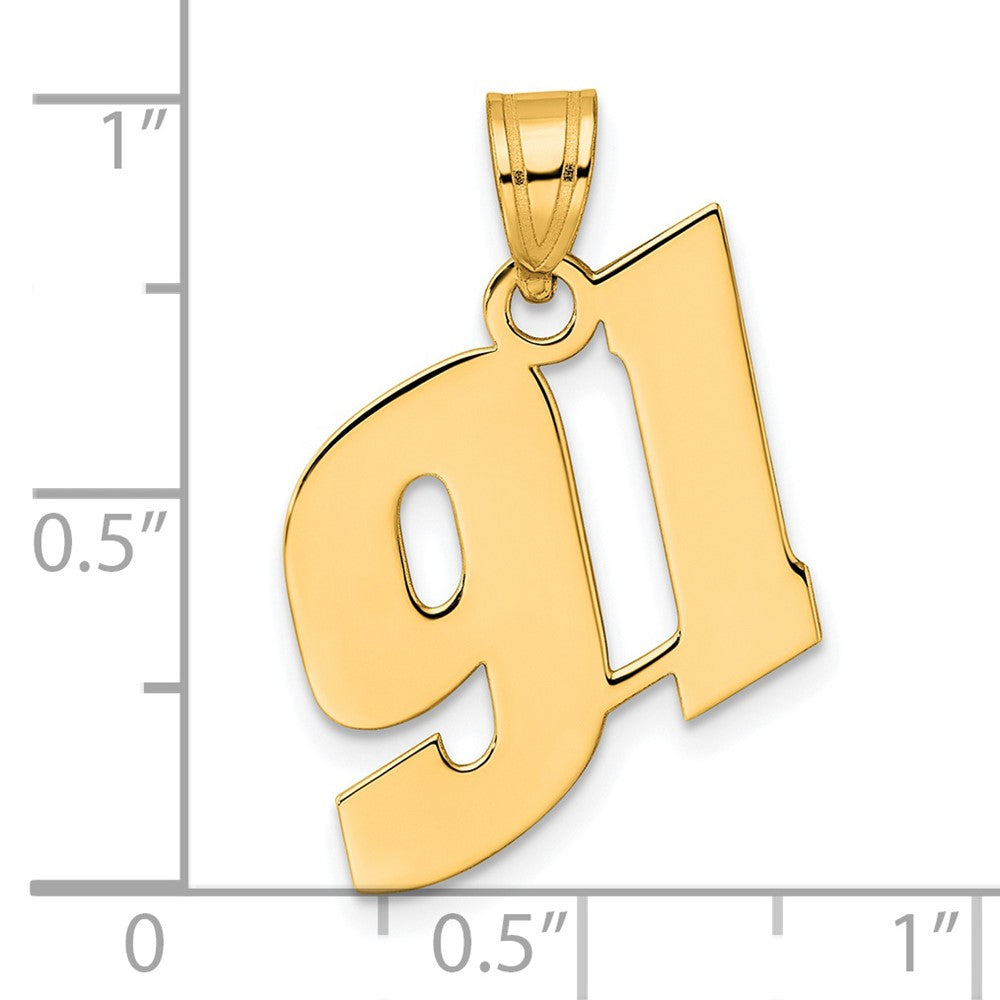 14K Gelbgold Anhänger mit Blocknummer „91", poliert