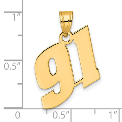 14K Gelbgold Anhänger mit Blocknummer „91", poliert