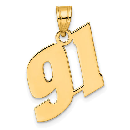 14K Gelbgold Anhänger mit Blocknummer „91", poliert