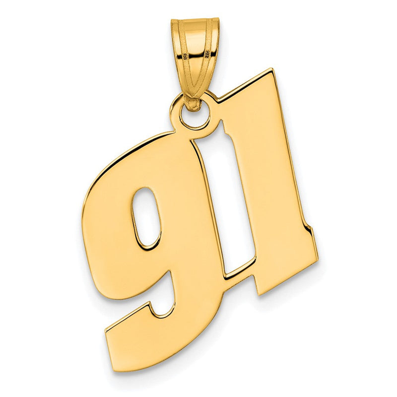 14K Gelbgold Anhänger mit Blocknummer „91", poliert