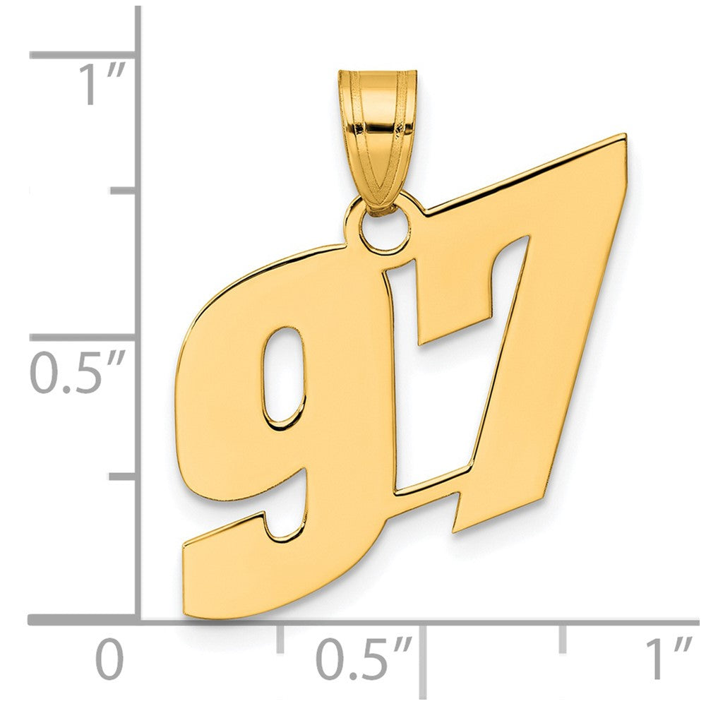 14K Gelbgold Polierter Zahlenanhänger „97“