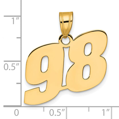 14K Gelbgold polierter Anhänger mit Blocknummer „98“