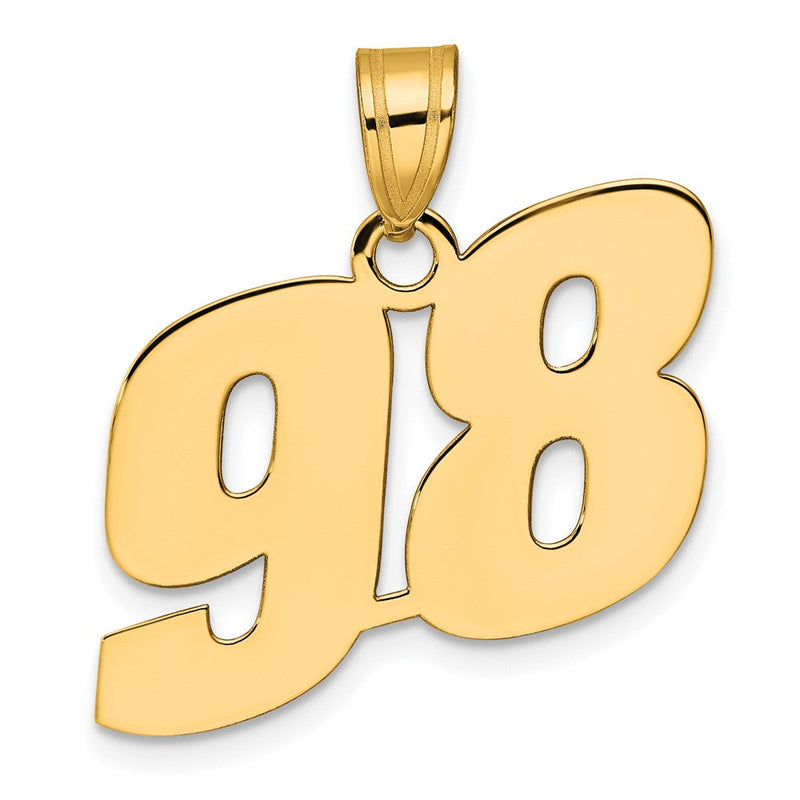 14K Gelbgold polierter Anhänger mit Blocknummer „98“