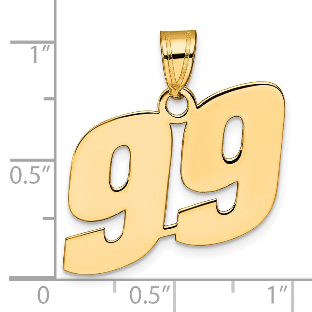 14K Gelbgold Polierter Anhänger mit Blockzahl 99