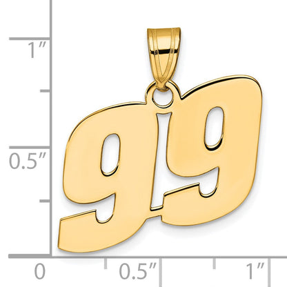 14K Gelbgold Polierter Anhänger mit Blockzahl 99