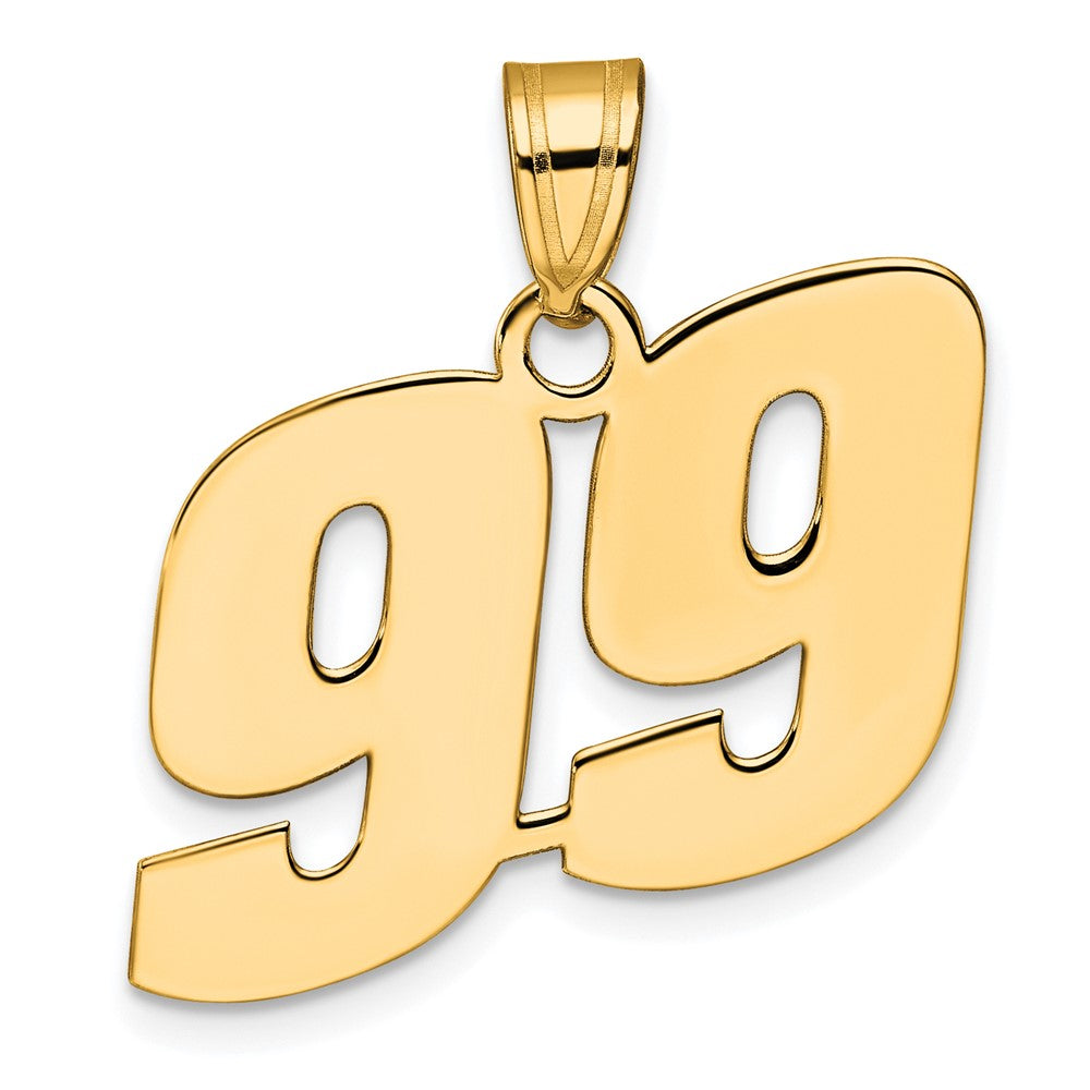 14K Gelbgold Polierter Anhänger mit Blockzahl 99