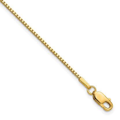 14K Gelbgold 1.1mm Venezianer mit Karabinerverschluss Kette Fußkettchen