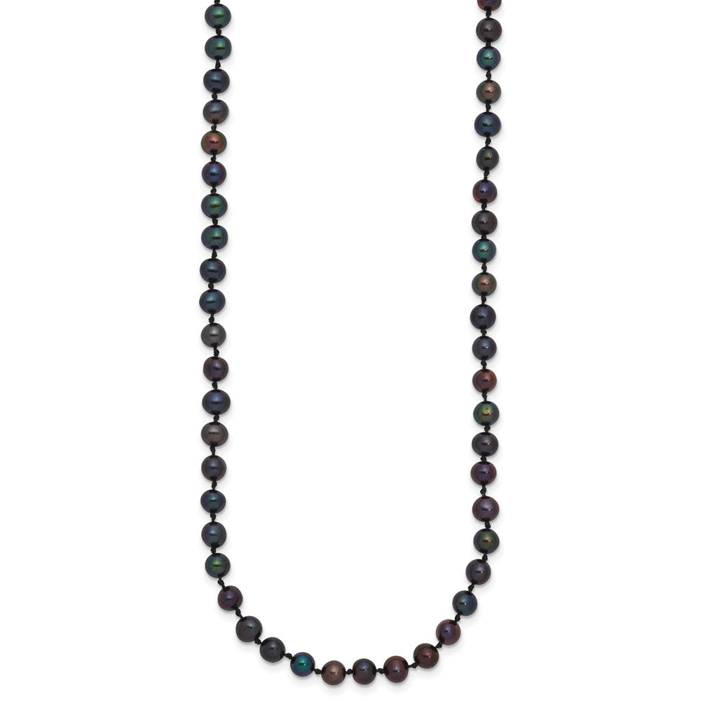 14K Gelbgold 4-5mm Schwarz Nahe Rund Süßwasser Zuchtperle Halskette