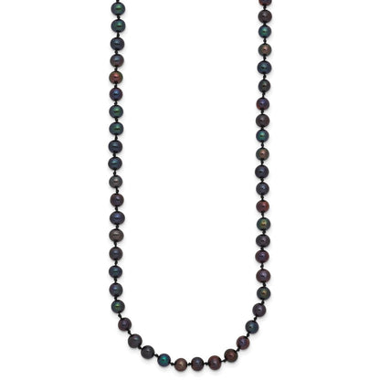 14K Gelbgold 4-5mm Schwarz Nahe Rund Süßwasser Zuchtperle Halskette