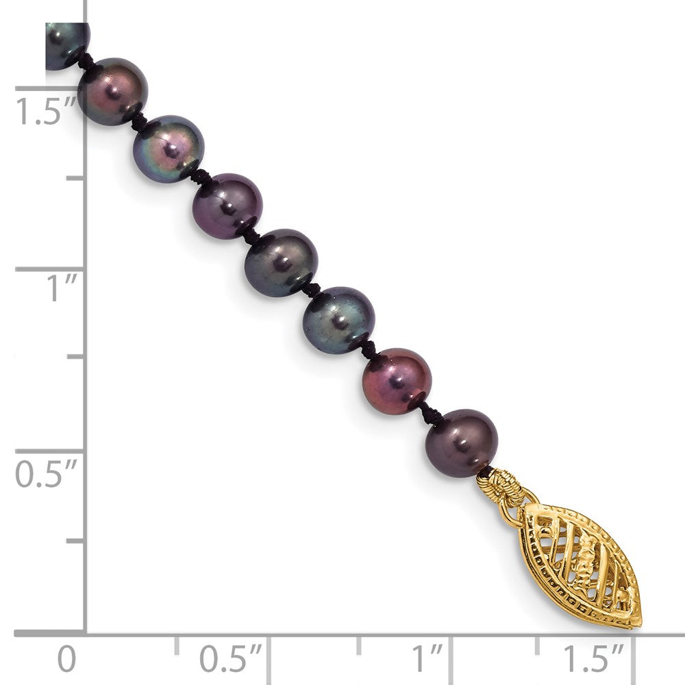 7.5 Zoll 14K 4-5mm Schwarz Nahe Rund Süßwasser Zuchtperle Armband