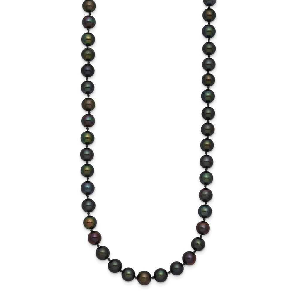 14K Gelbgold 5-6mm Schwarz Nahe Rund Süßwasser Zuchtperle Halskette