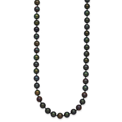 14K Gelbgold 5-6mm Schwarz Nahe Rund Süßwasser Zuchtperle Halskette