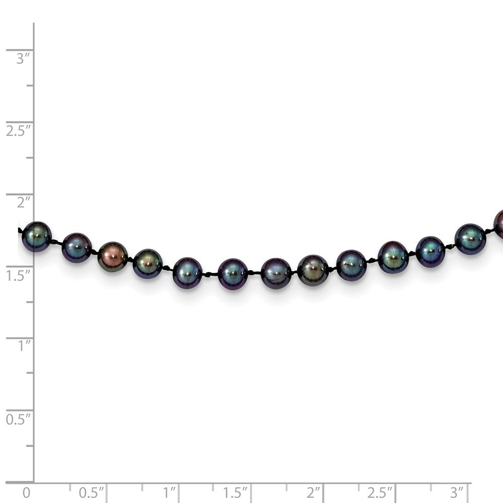 14K Gelbgold 5-6mm Schwarz Nahe Rund Süßwasser Zuchtperle Halskette