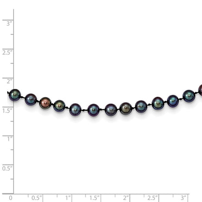 14K Gelbgold 5-6mm Schwarz Nahe Rund Süßwasser Zuchtperle Halskette