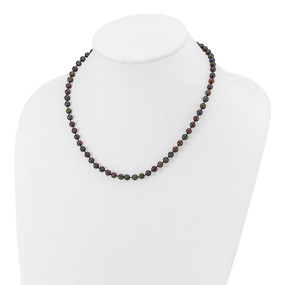 14K Gelbgold 5-6mm Schwarz Nahe Rund Süßwasser Zuchtperle Halskette