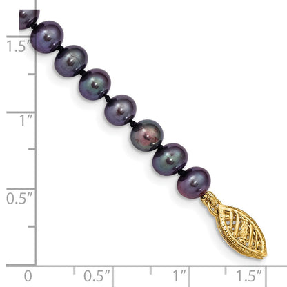 7.5 Zoll 14K 5-6mm Schwarz Nahe Rund Süßwasser Zuchtperle Armband