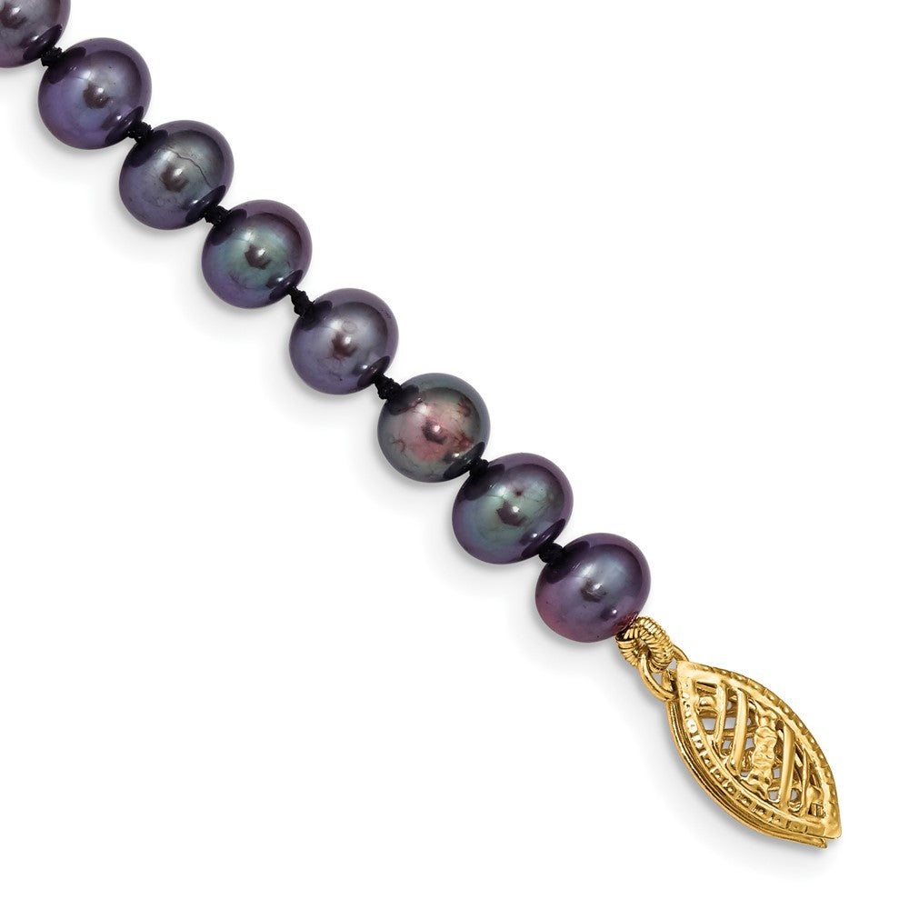 7.5 Zoll 14K 5-6mm Schwarz Nahe Rund Süßwasser Zuchtperle Armband
