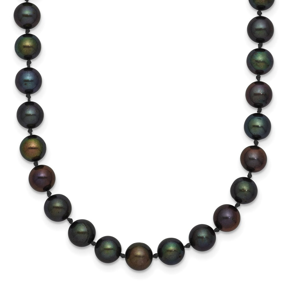14K Gelbgold 5-6mm Schwarz Nahe Rund Süßwasser Zuchtperle Halskette