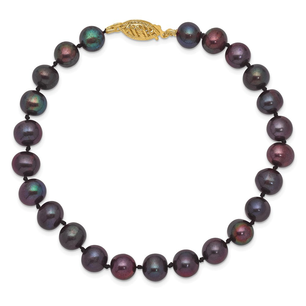 7.5 Zoll 14K 6-7mm Schwarz Nahe Rund Süßwasser Zuchtperle Armband