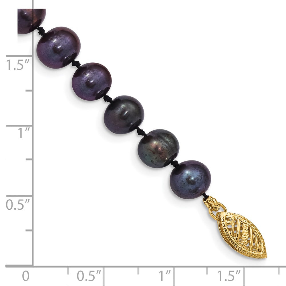 7.5 Zoll 14K 6-7mm Schwarz Nahe Rund Süßwasser Zuchtperle Armband