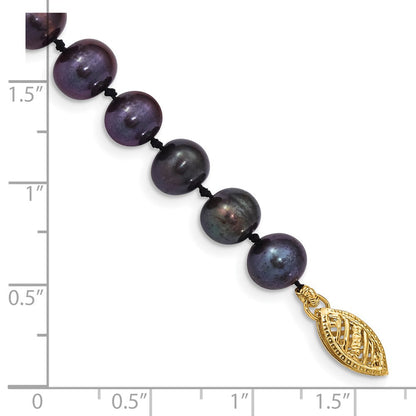 7.5 Zoll 14K 6-7mm Schwarz Nahe Rund Süßwasser Zuchtperle Armband