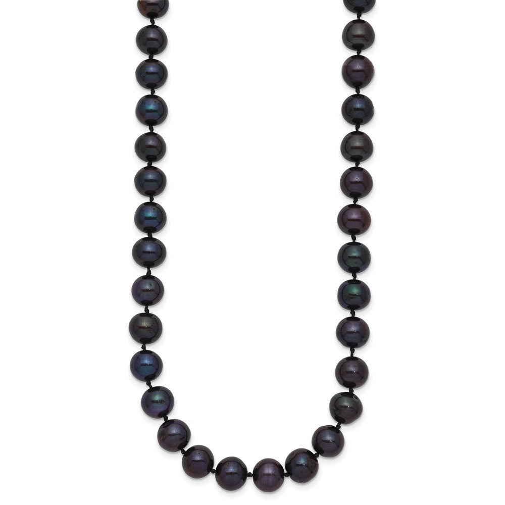 14K Gelbgold 7-8mm Schwarz Nahe Rund Süßwasser Zuchtperle Halskette
