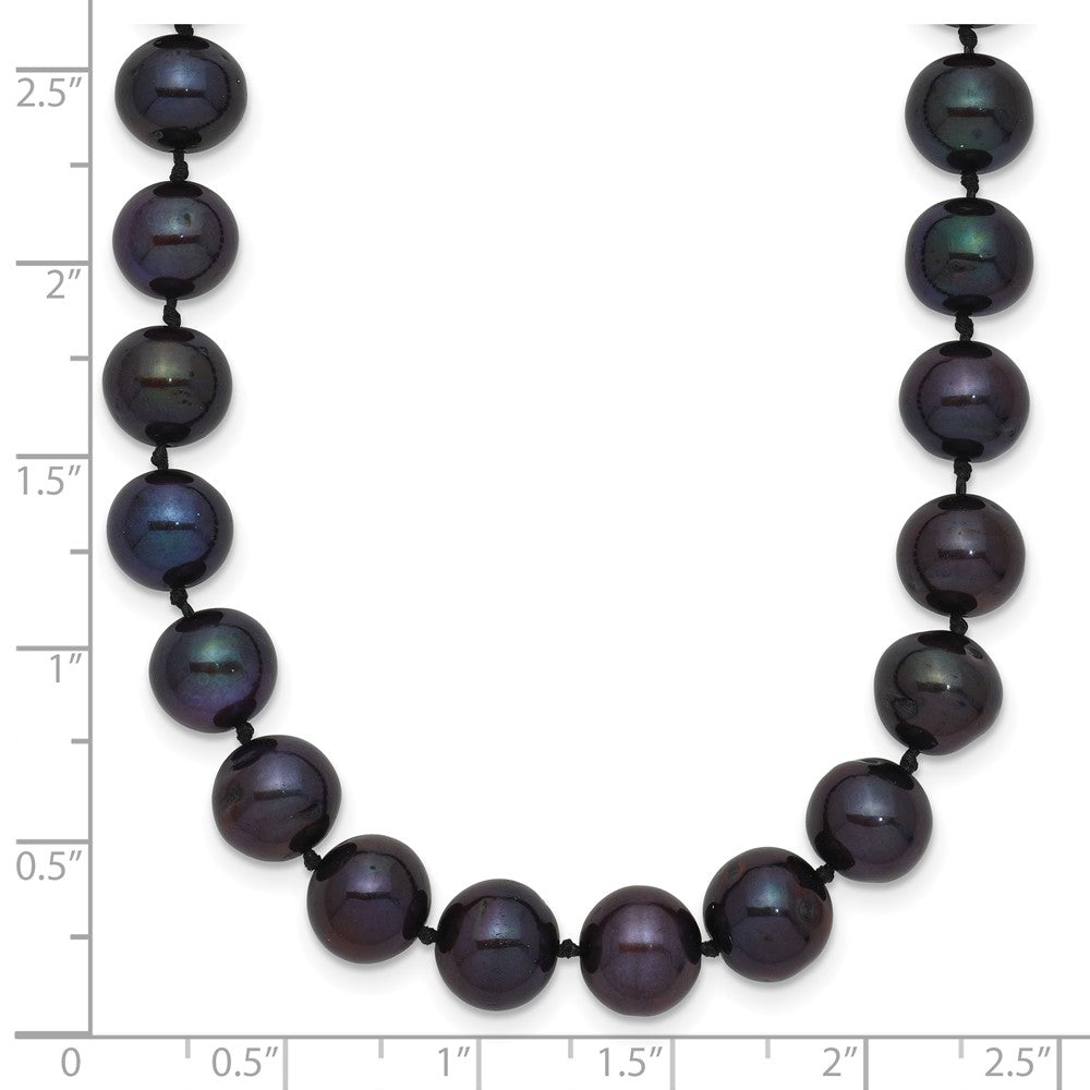 14K Gelbgold 7-8mm Schwarz Nahe Rund Süßwasser Zuchtperle Halskette
