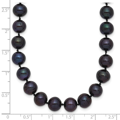 14K Gelbgold 7-8mm Schwarz Nahe Rund Süßwasser Zuchtperle Halskette