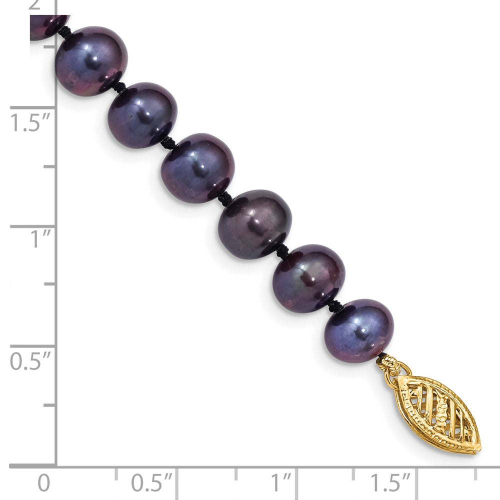 7.5 Zoll 14K 7-8mm Schwarz Nahe Rund Süßwasser Zuchtperle Armband