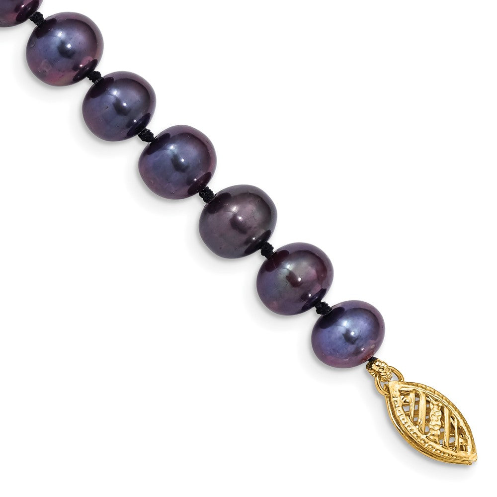 7.5 Zoll 14K 7-8mm Schwarz Nahe Rund Süßwasser Zuchtperle Armband
