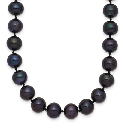 14K Gelbgold 7-8mm Schwarz Nahe Rund Süßwasser Zuchtperle Halskette