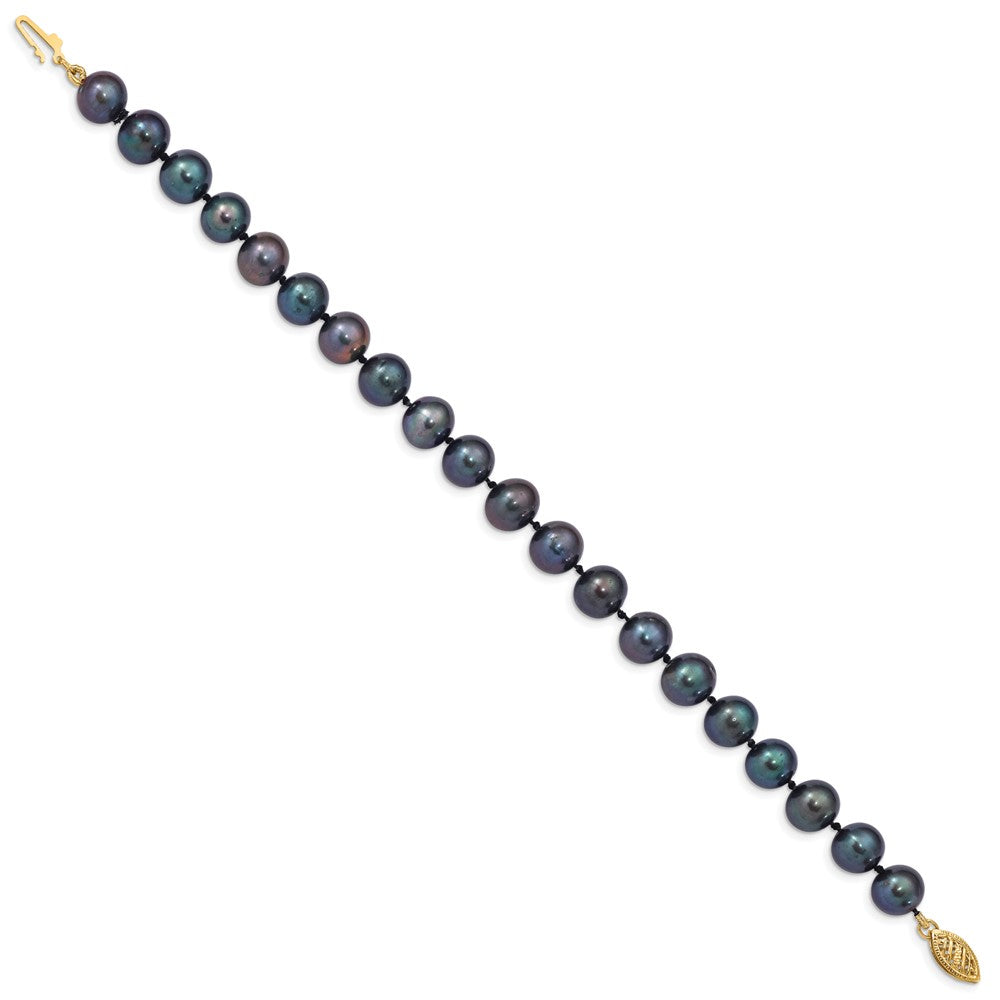 7.5 Zoll 14K 8-9mm Schwarz Nahe Rund Süßwasser Zuchtperle Armband